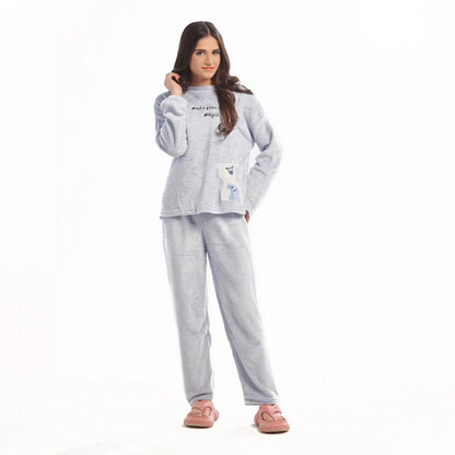 Fleece Pajama Suit Baby BlueTeddy