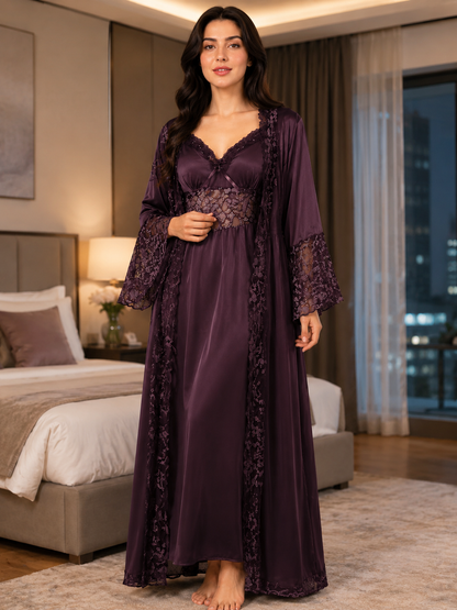 Imported Satin Bridal Robe & Nightgown Set