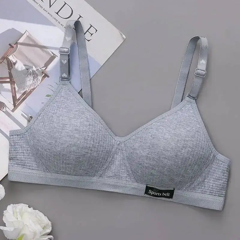 Cotton Bralette Seamless Bra - Dark Gray