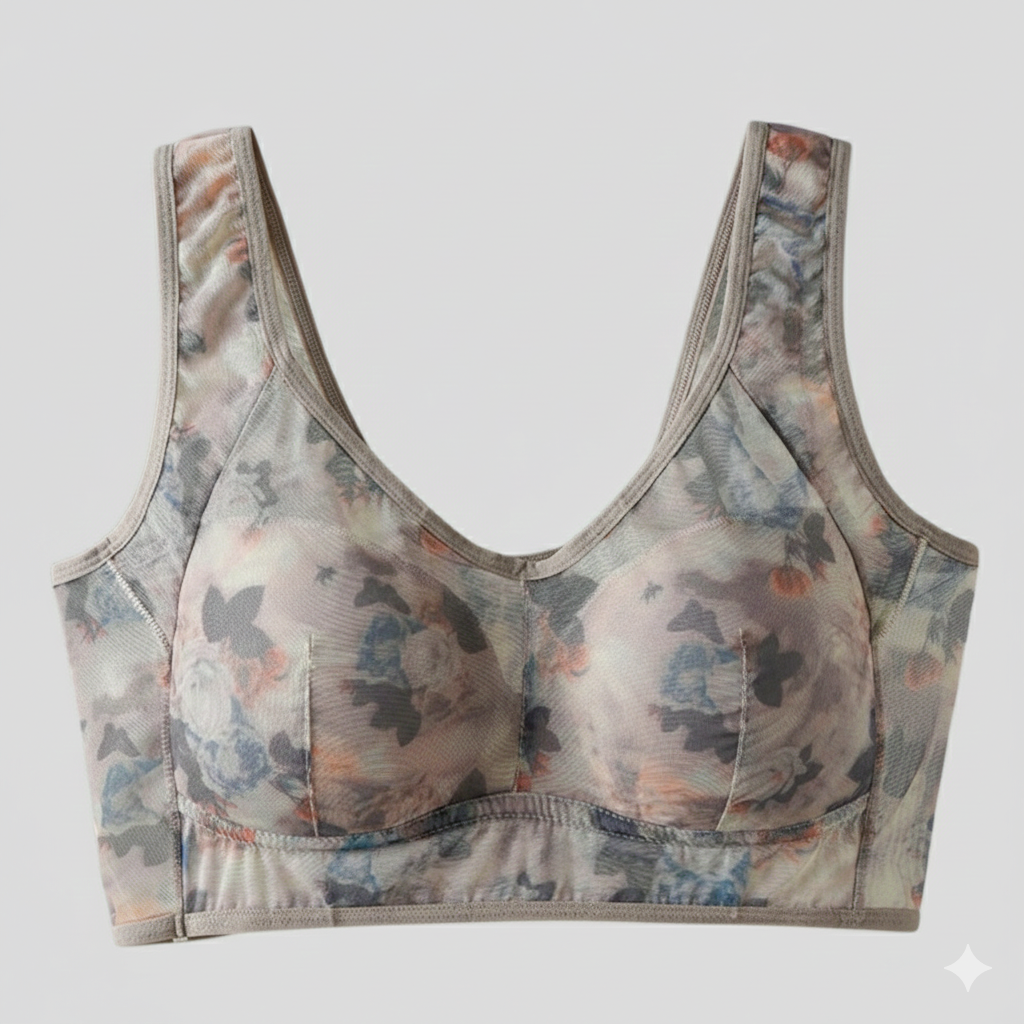 Floral Ice Silk Lace Comfort Bra