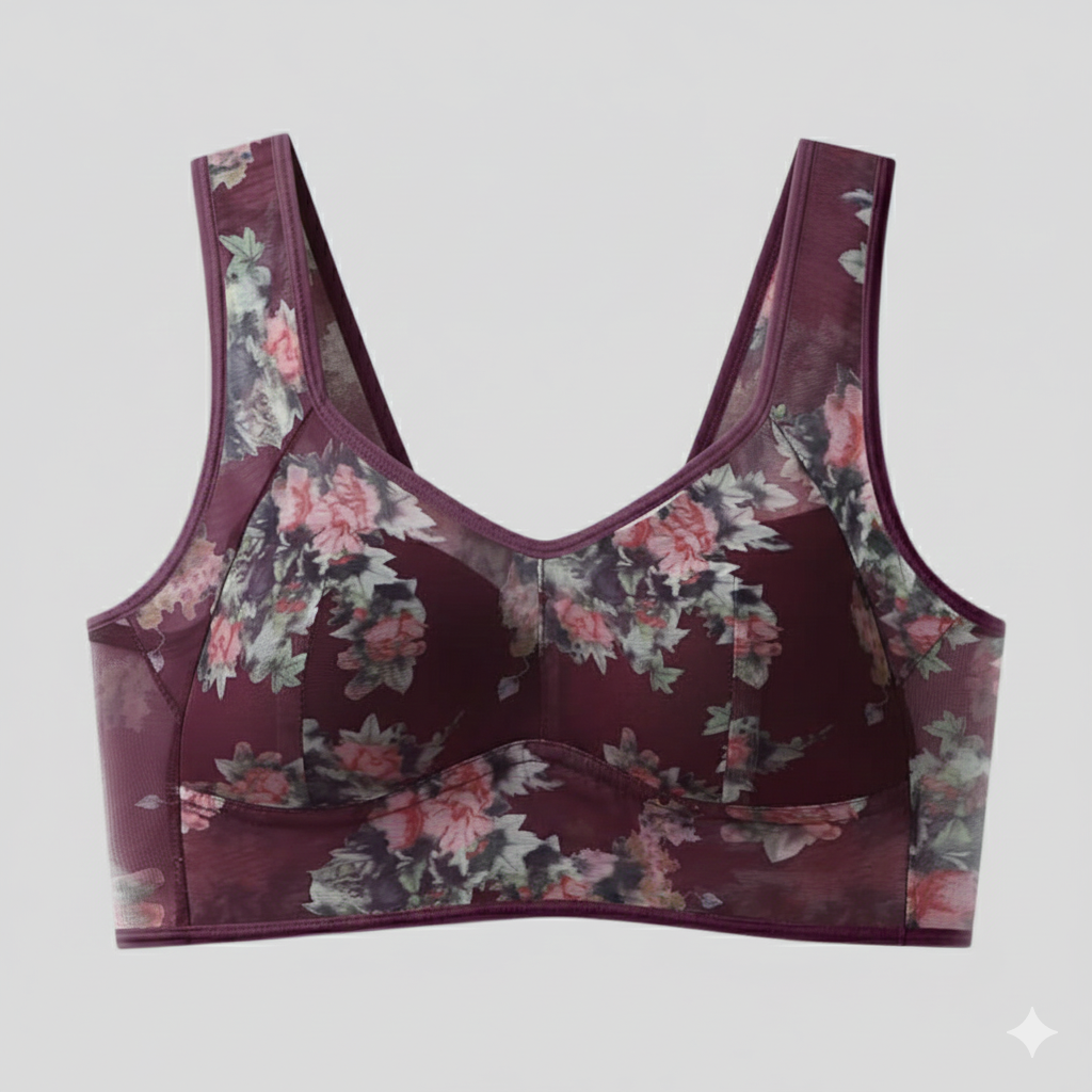 Floral Ice Silk Lace Comfort Bra