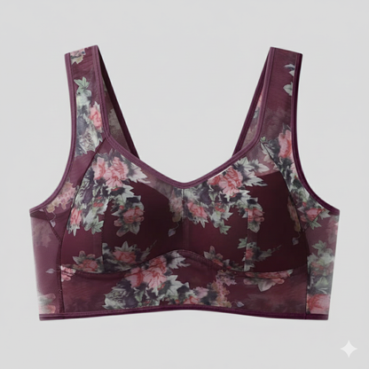 Floral Ice Silk Lace Comfort Bra