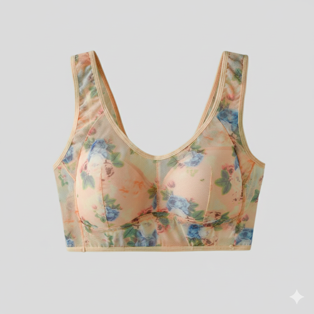 Floral Ice Silk Lace Comfort Bra