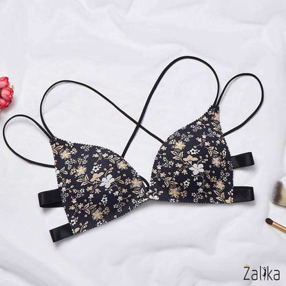 Front Buckle Seamless Red Flower Bra