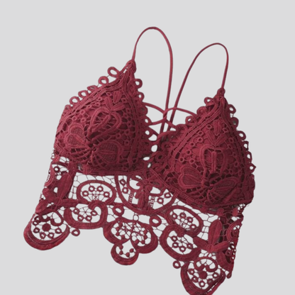 Lace hollow cut seamless bra
