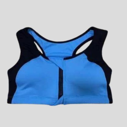 Fitness wear Front Zipper Yoga Bra - Blue
