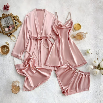 7-Piece Luxury Satin Lace Nightwear Set