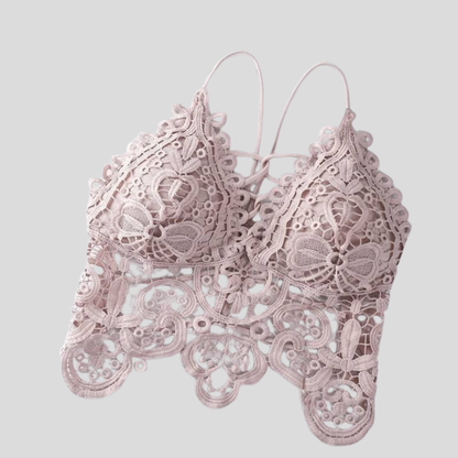 Lace hollow cut seamless bra