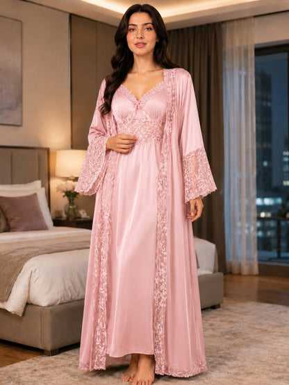 Imported Satin Bridal Robe & Nightgown Set