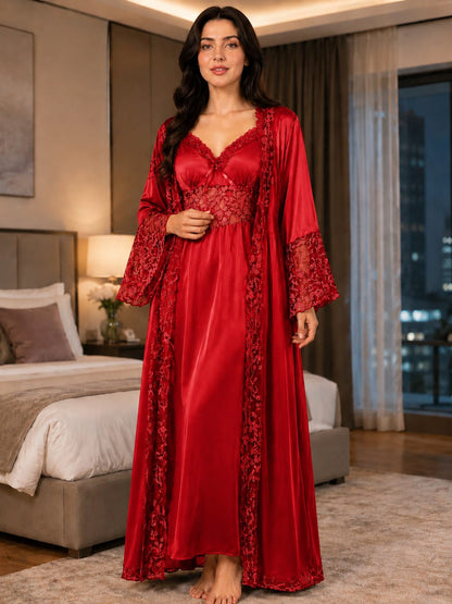 Imported Satin Bridal Robe & Nightgown Set