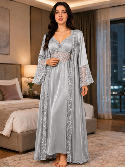 Imported Satin Bridal Robe & Nightgown Set