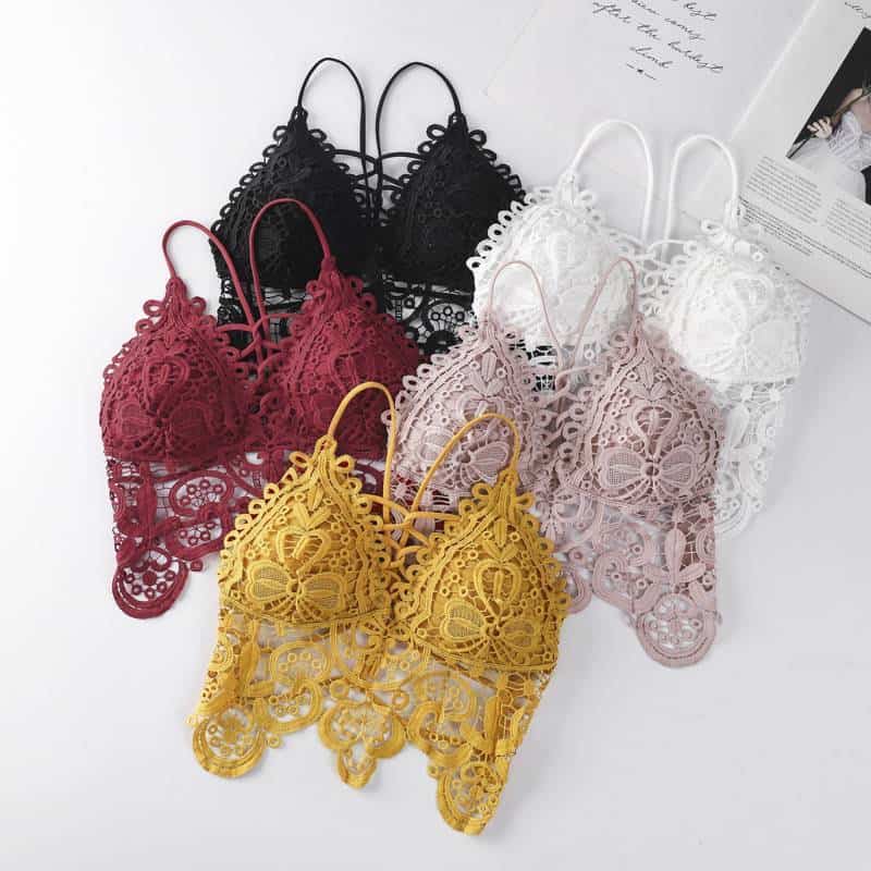 Lace hollow cut seamless bra