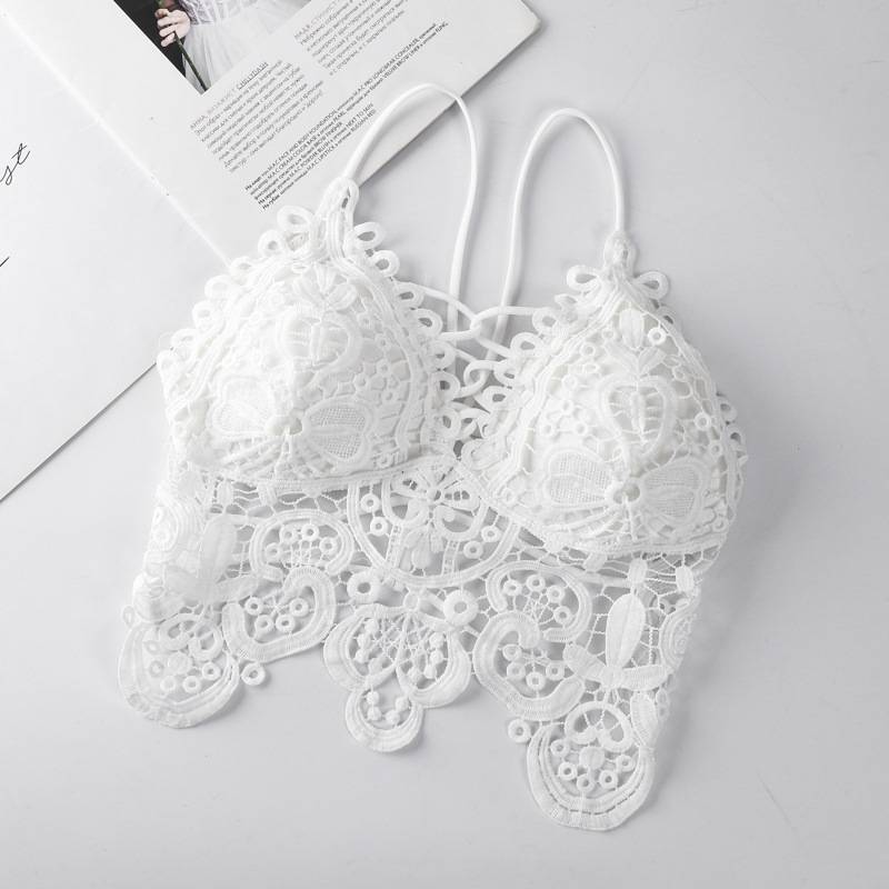 Lace hollow cut seamless bra