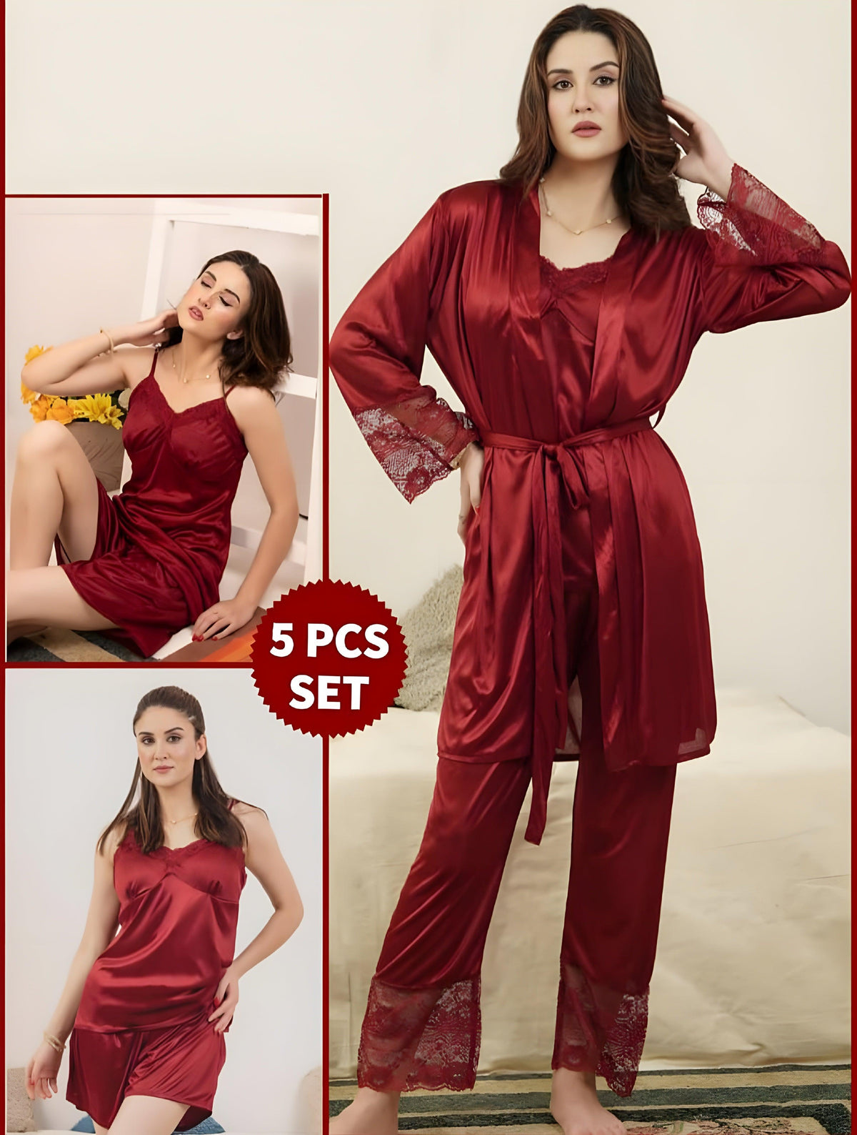5pc Silk Nightwear Set